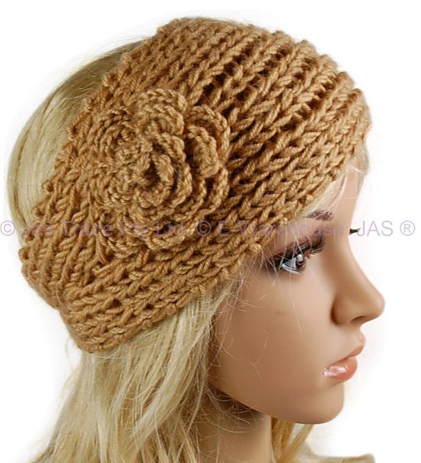Crochet Headband Hair Band Knitted Flower Button 9 Colr eBay