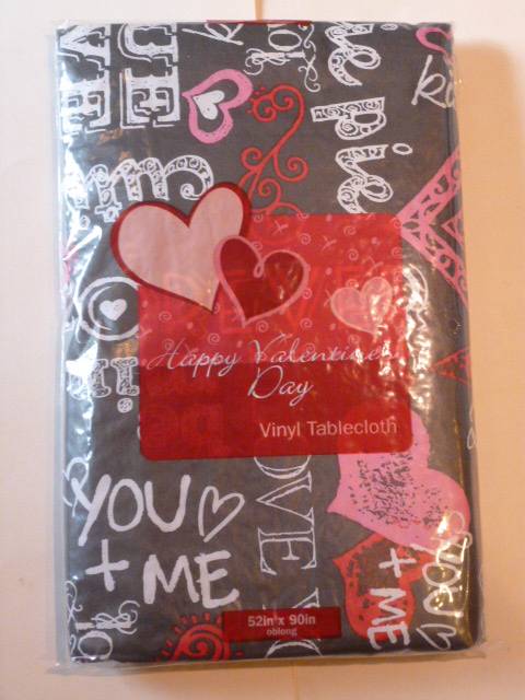 Valentine's Day Vinyl Tablecloth Hearts Love XO Red Pink ...