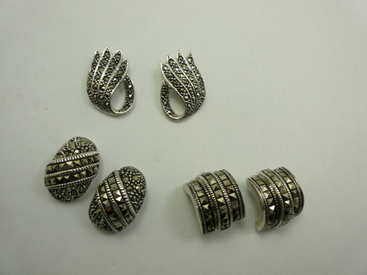 Assorted Sterling Silver Marcasite Vintage Earrings Pierced Hoops eBay