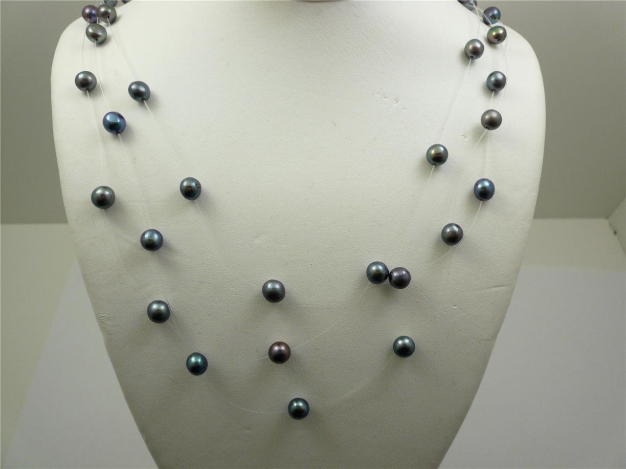 VINTAGE GENUINE FRESHWATER PEARL ILLUSION NECKLACES Prom/Bridal/Wedding