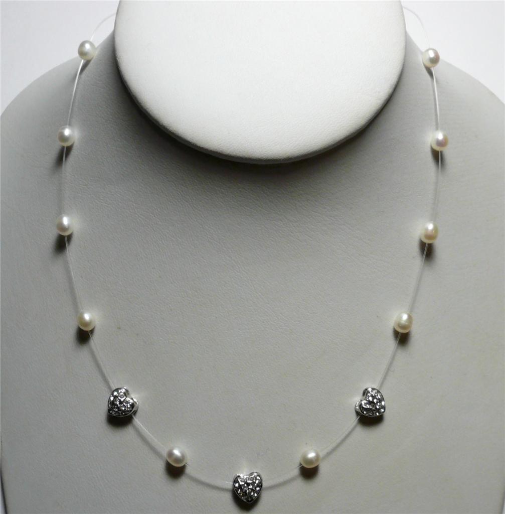 VINTAGE GENUINE FRESHWATER PEARL ILLUSION NECKLACES Prom/Bridal/Wedding