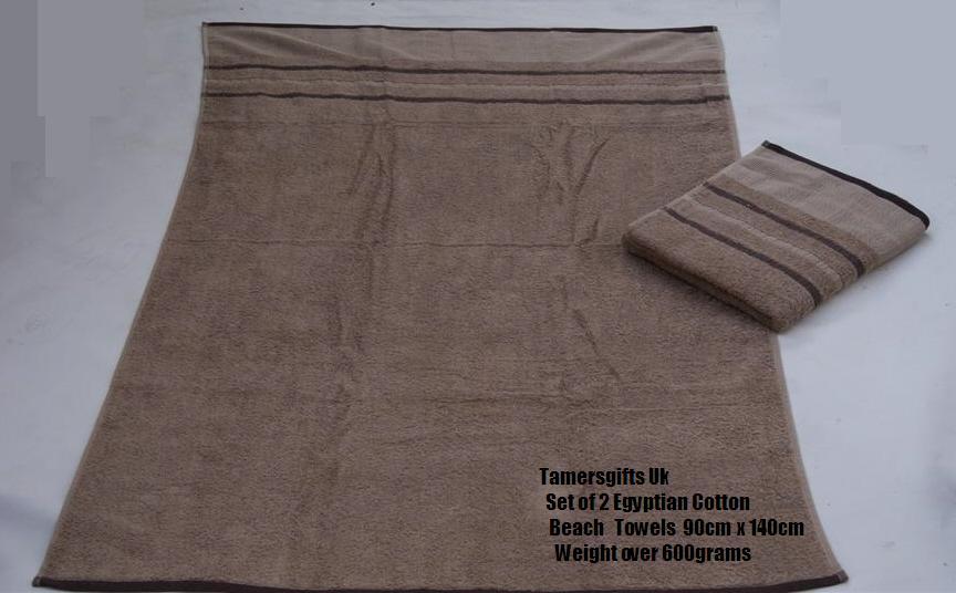 2 x Large Egyptian Cotton Beach Towels Set 90 x 140cm