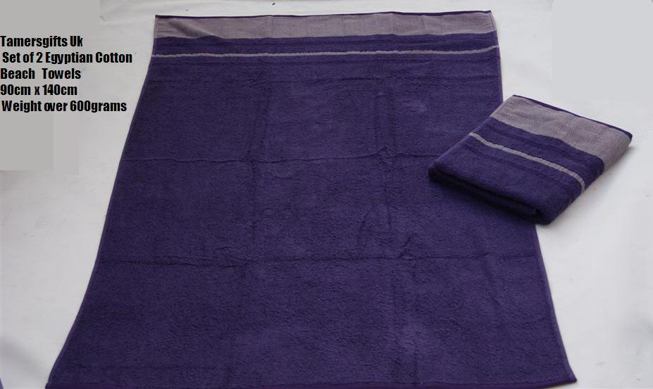 2 x Large Egyptian Cotton Beach Towels Set 90 x 140cm