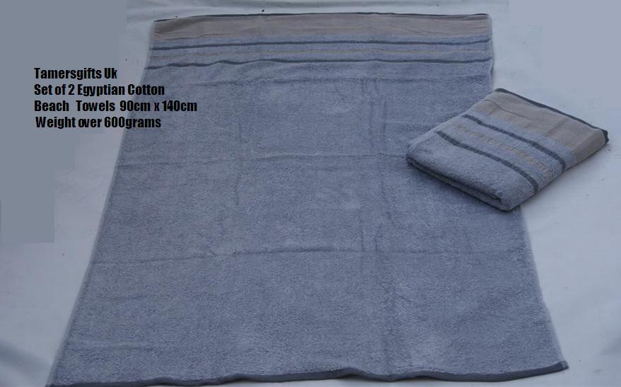 2 x Large Egyptian Cotton Beach Towels Set 90 x 140cm