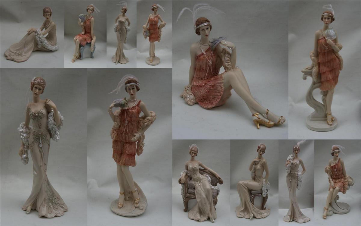 Art Deco Roaring 1920s & Charleston Lady Figurines By Leonardo