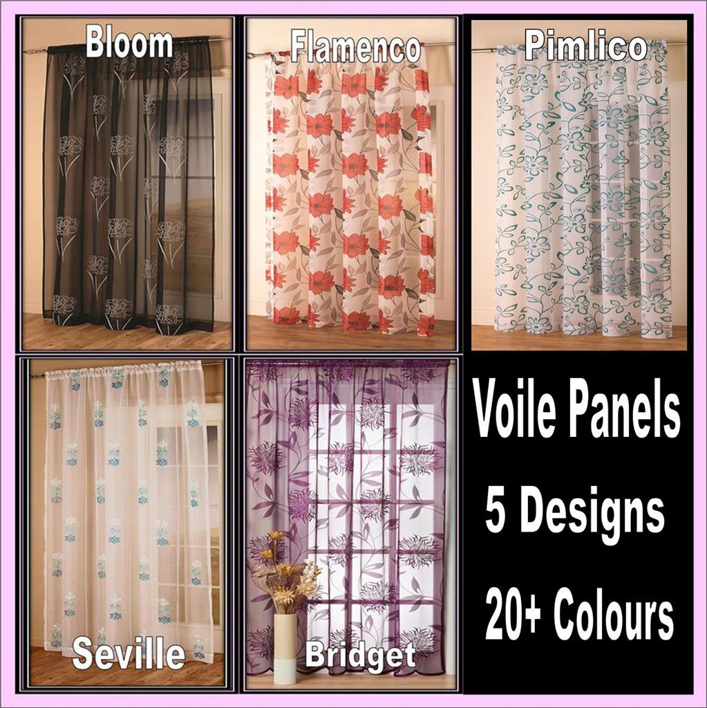 Modern Floral Voile Panel Net Curtains * 4 Great Designs Drops 48" 54