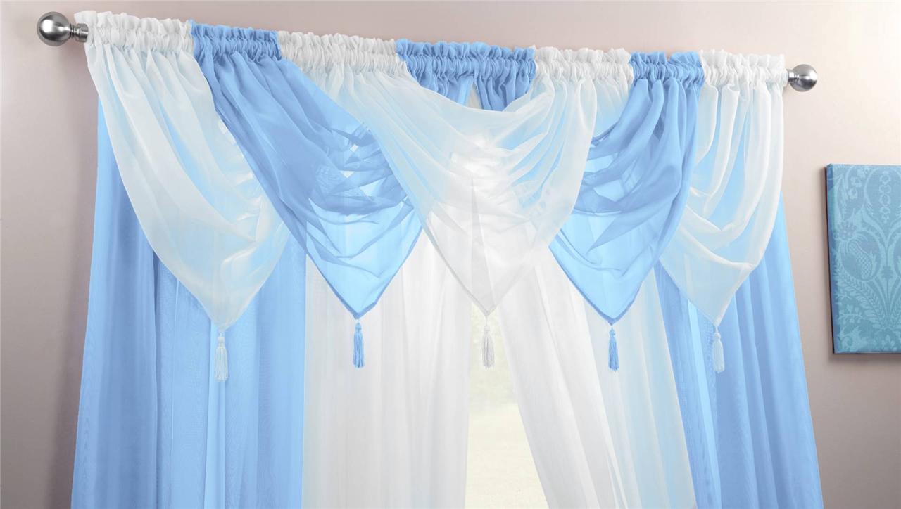 VOILE SWAG SWAGS TASSLE DECORATIVE NET CURTAIN DRAPES PELMET VALANCE 21 Colours eBay
