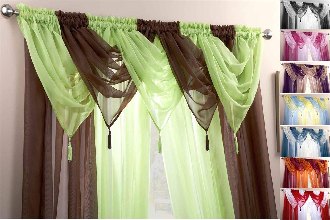 Voile Swag Swags Tassle Decorative Net Curtain Drapes