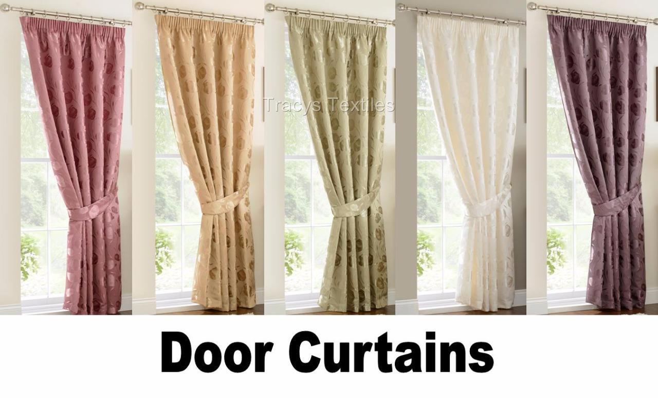 LINBY PENCIL PLEAT LINED DOOR CURTAIN - Many Colours - 66" Wide x 84