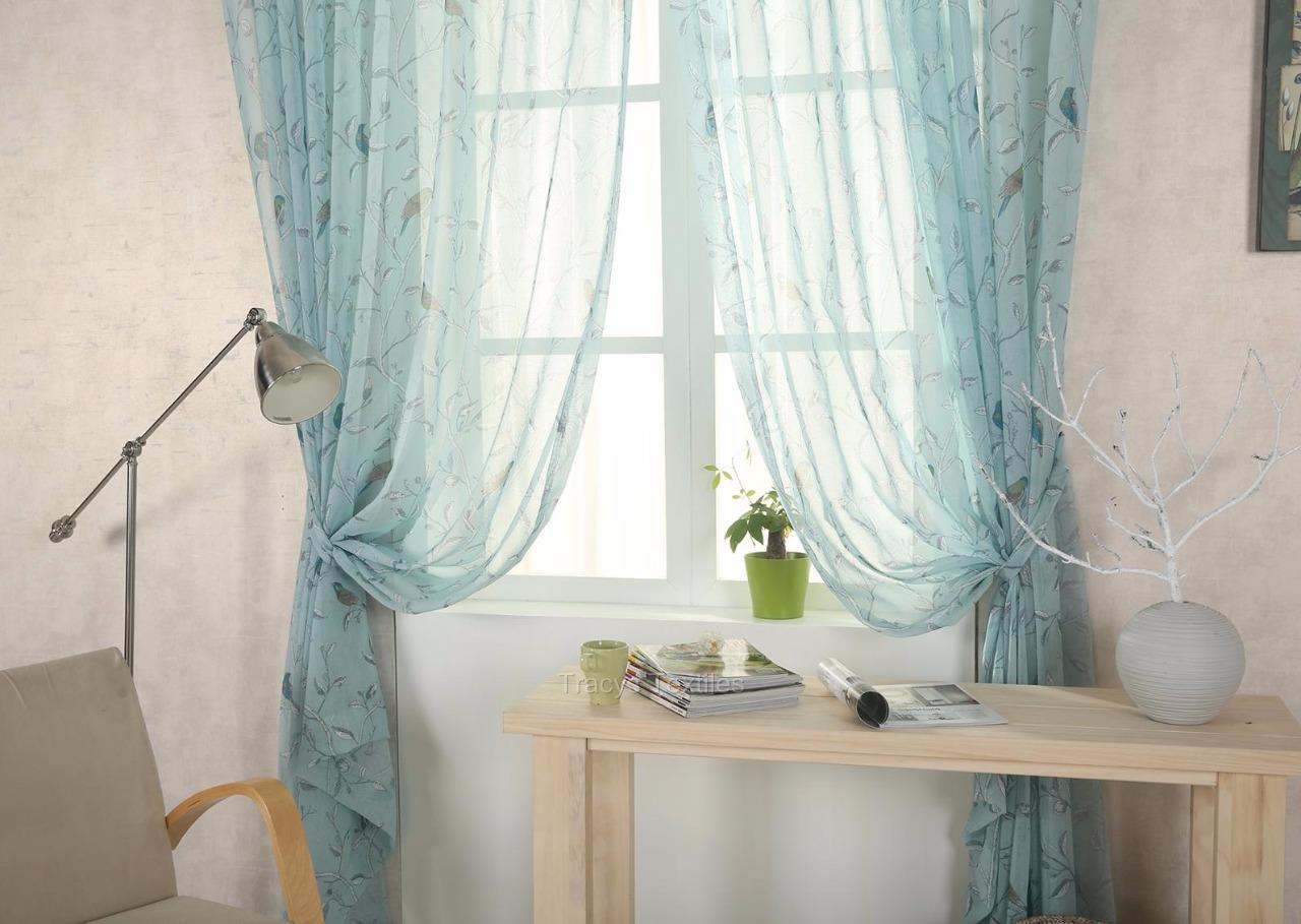duckegg shabby chic oriental bird voile panel eyelet or duckegg shabby chic oriental bird voile panel eyelet or