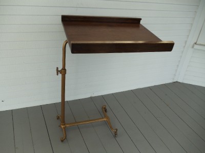 Antique Metal Bedside Table Cart Cast Iron Base & Wood ...