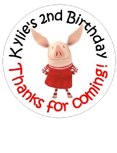 Olivia   Birthday Party on Olivia The Pig Custom Birthday Party Favor Stickers   Ebay