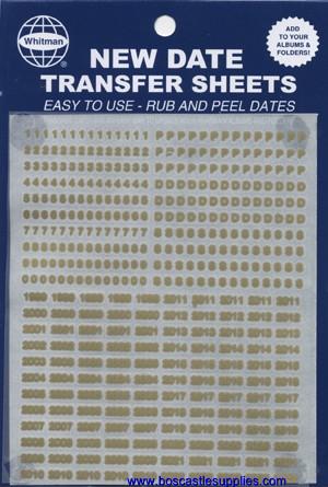 Date Transfer Sheets for Whitman Album - Gold