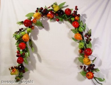 MIX FRUIT GARLAND VINE APPLES GRAPES SWAG 67" NEW