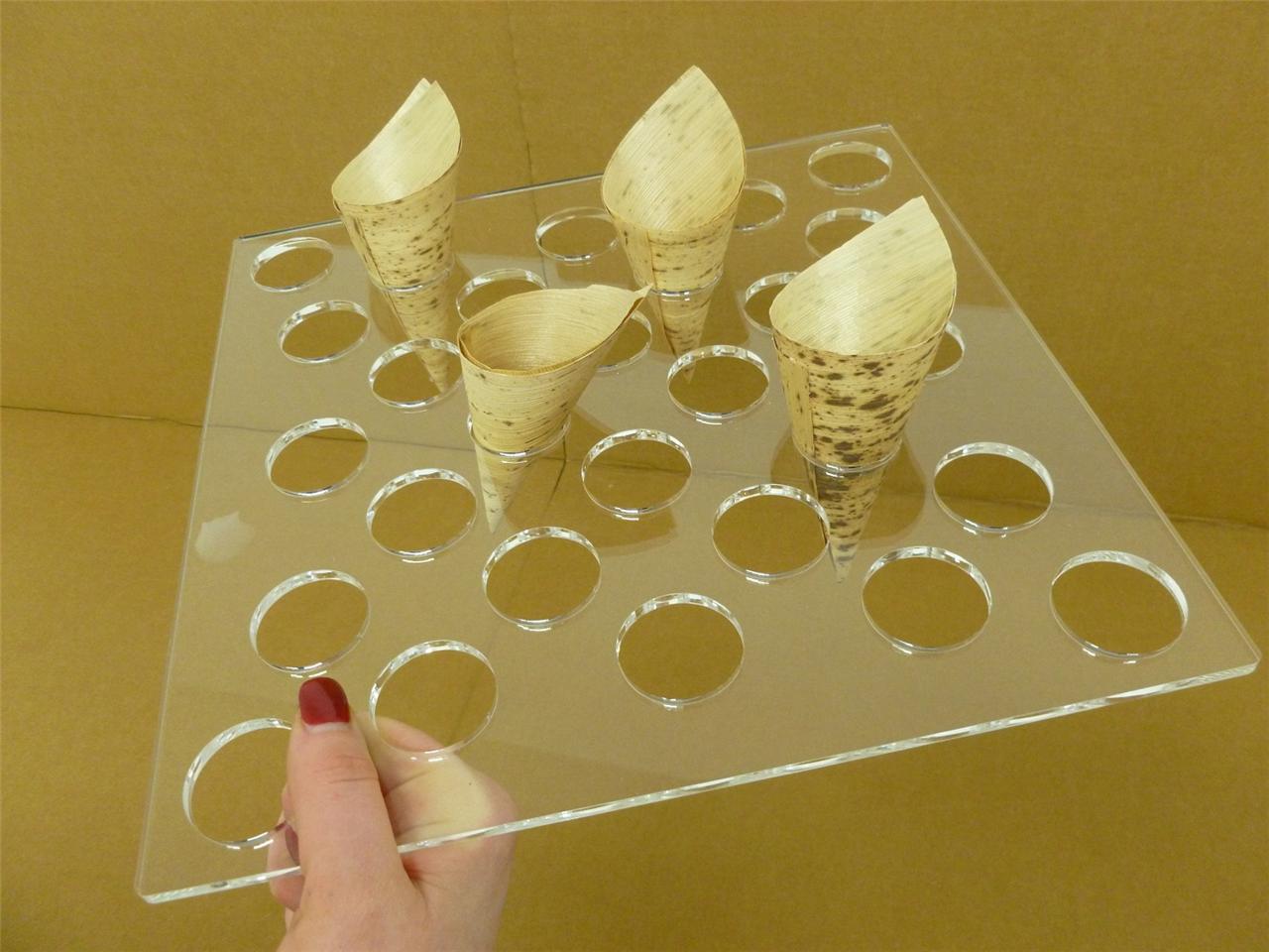CLASSIKOOL ACRYLIC HANDHELD FOOD TRAY CANAPE BUFFET CONE HOLDER WEDDING