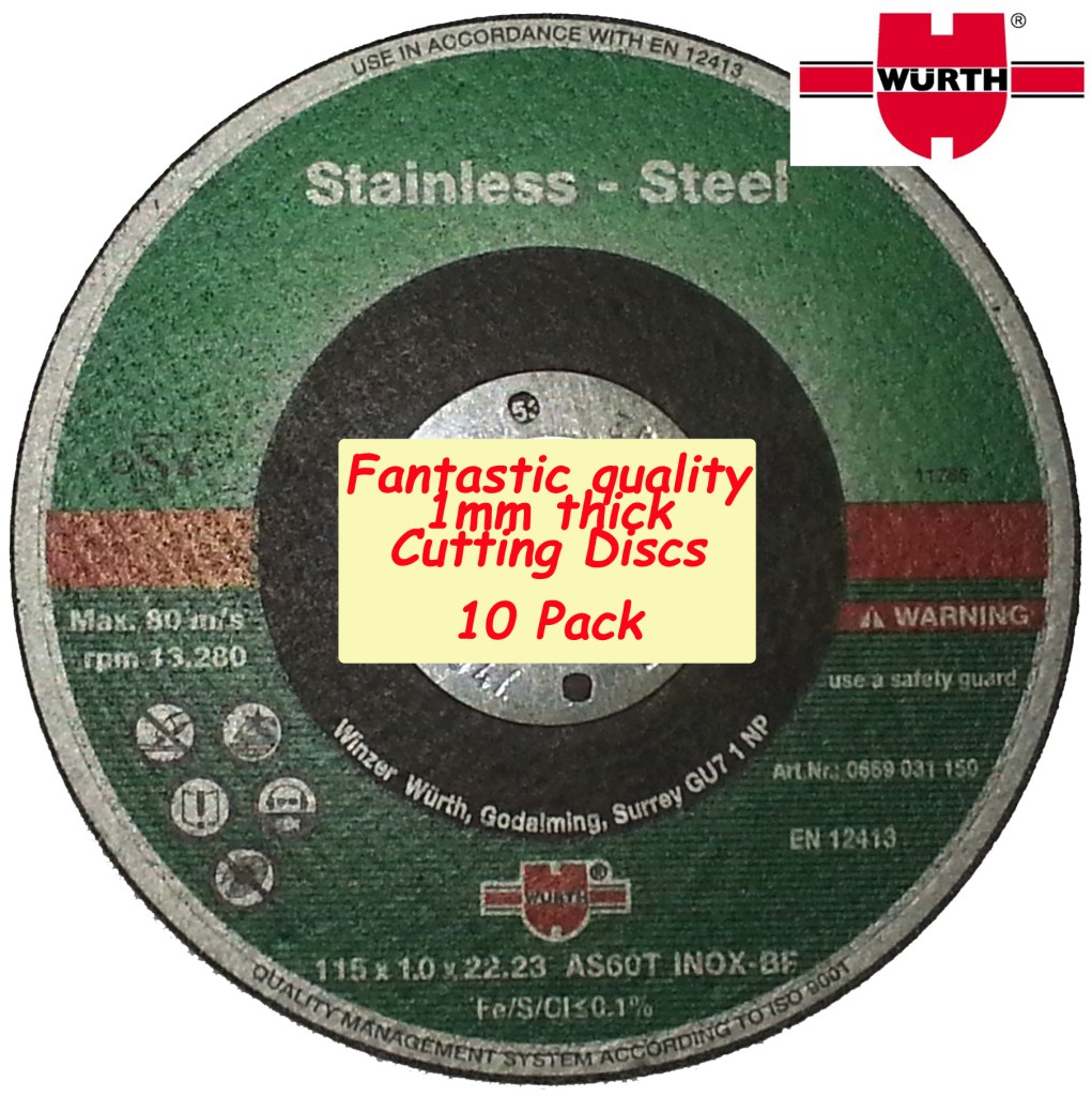 WURTH STAINLESS STEEL CUTTING DISC 115mm x 1.0mm X 22mm fast cut INOX DISCS - Picture 2 of 3