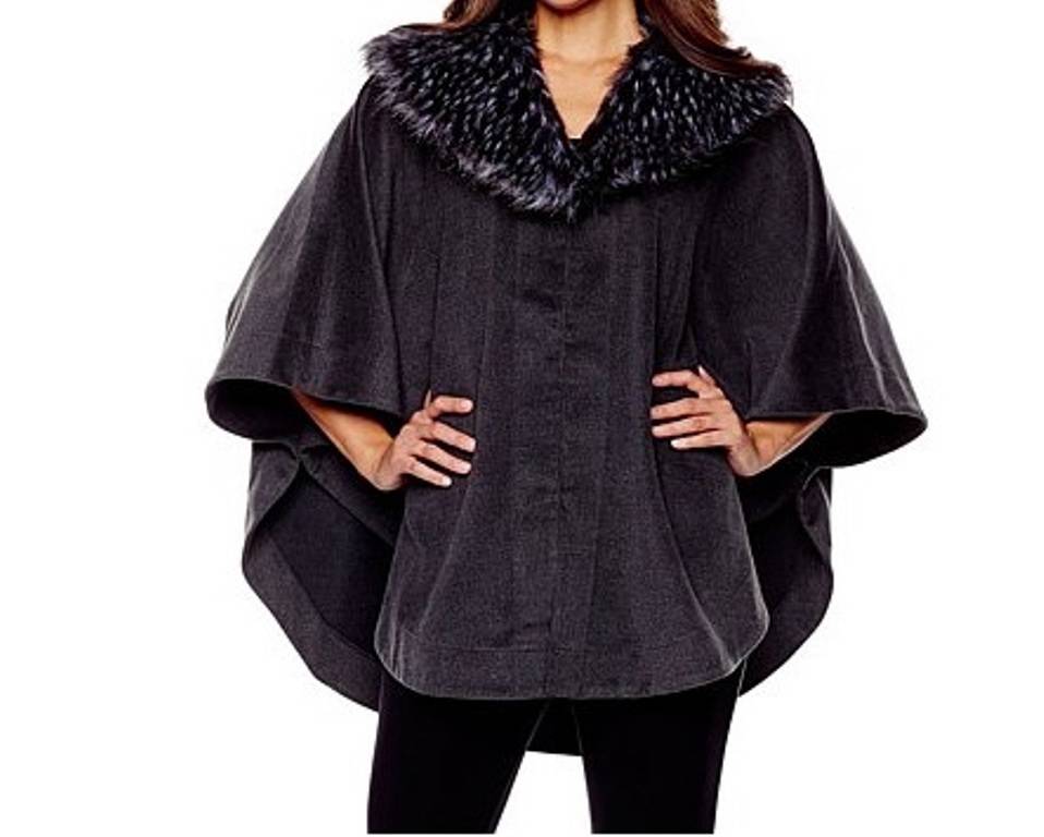 Women's Winter Fall Spring Faux fur Cape Wrap poncho shawl plus L