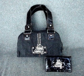 GUESS Polly BLACK CANVAS Handbag purse bag sac & Wallet NEW SET CLEARANCE SALE! | eBay