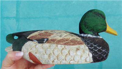 Duck on Wood Carved Duck Decoy Northwest Artisian Guild Ebay