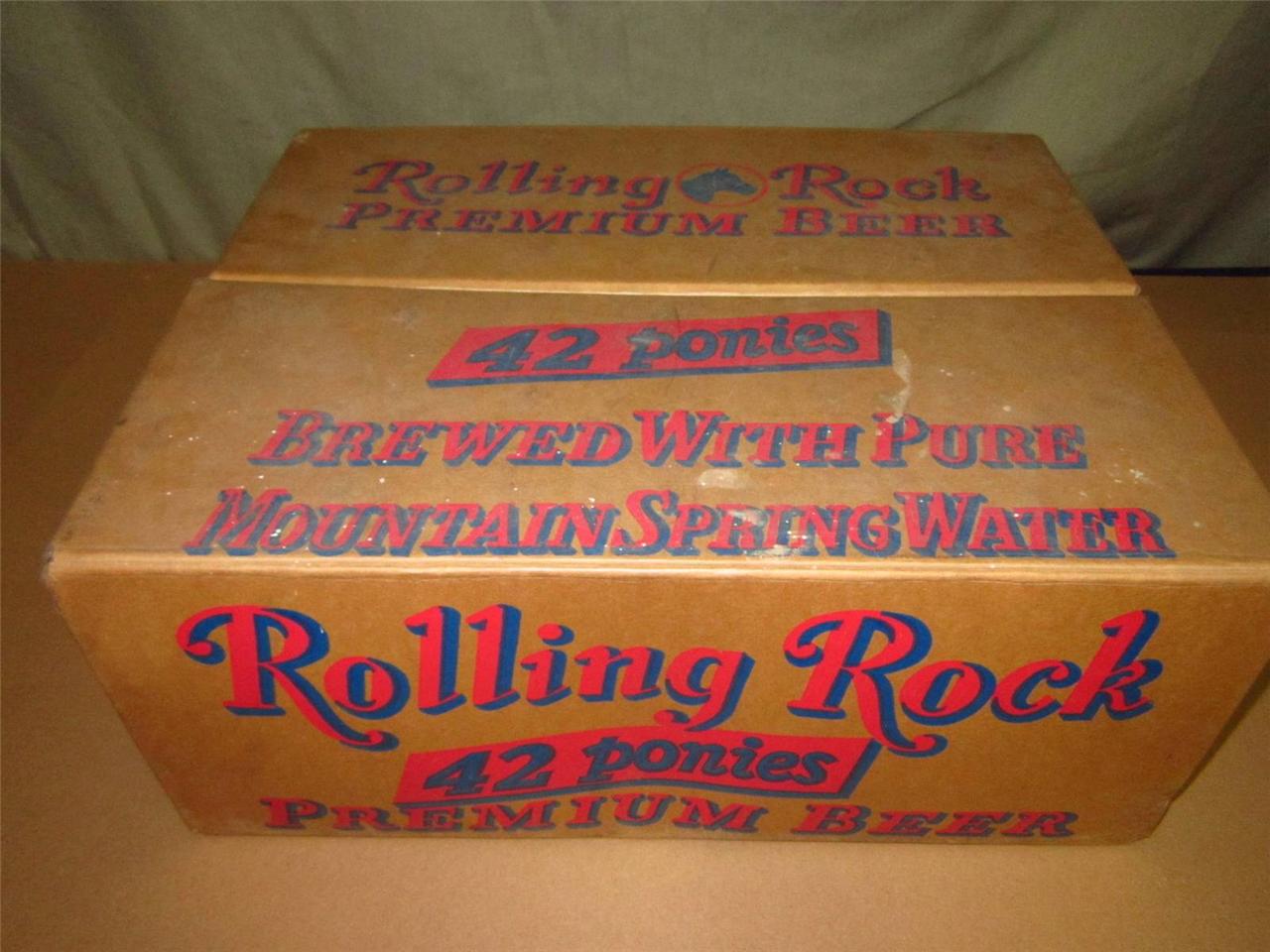 ROLLING ROCK CARDBOARD CASE WITH PONIES BOTTLES PONY 7 oz. LATROBE PA