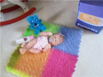 Baby Dolls Cabaret on Ooak Mini Baby Girl Polymer Clay Sculpt Art Doll House Qt 1 3 4