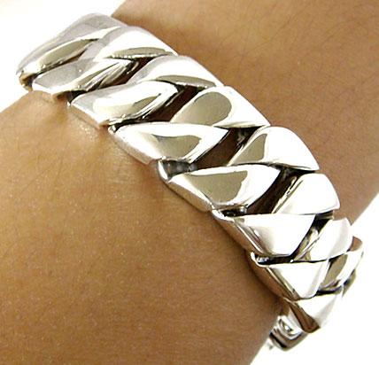 cuban link bracelet chain silver sterling mens