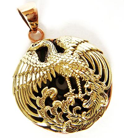 Jewelry Stores Phoenix on Japanese Phoenix Bird Gold Brass Copper Round Pendant Ebay