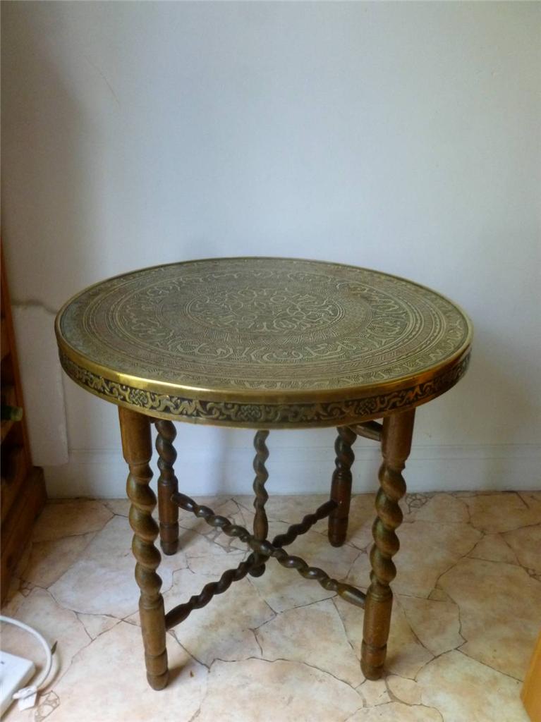 Antique Vintage Benares Turkish / Morrocan / Indian Brass Folding Table