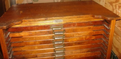 Antique Hamilton Porter Extension Oak Printers Type Cabinet 25 Dwr