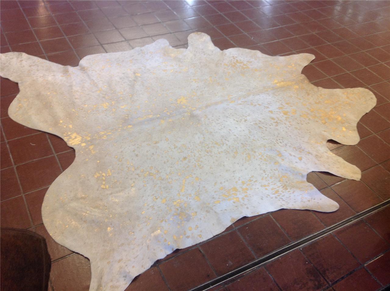 New Cowhide Acid Wash Gold Cream cow hide rug skin ac9188 eBay