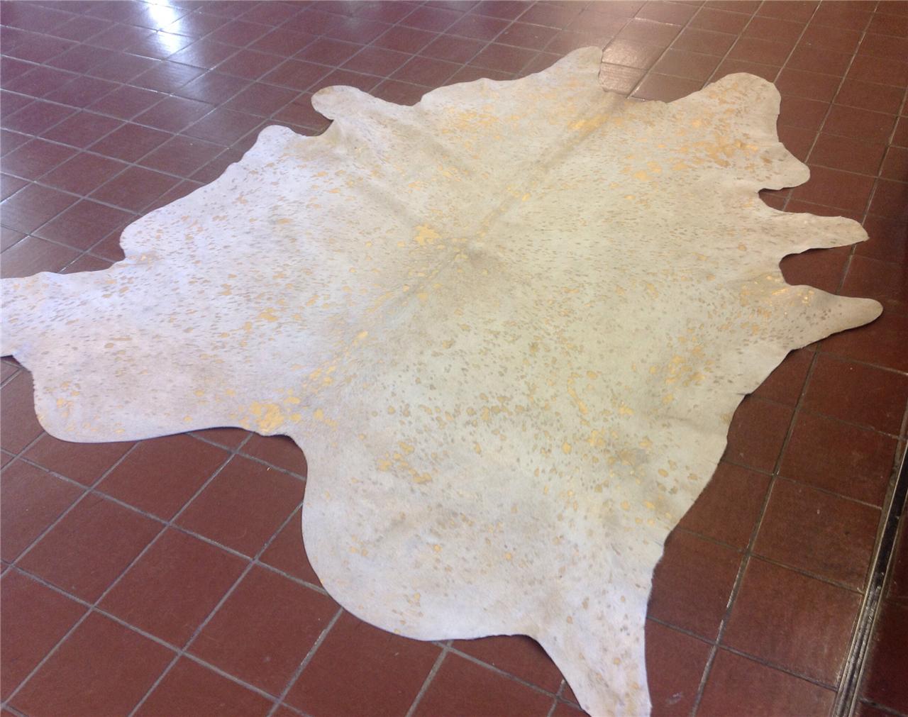 New Cowhide Acid Wash Gold Cream cow hide rug skin ac9188 eBay