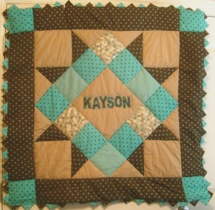 Baby Quilt on Personalized Blue   Brown Baby Boy Quilt Kit W Pattern   Ebay
