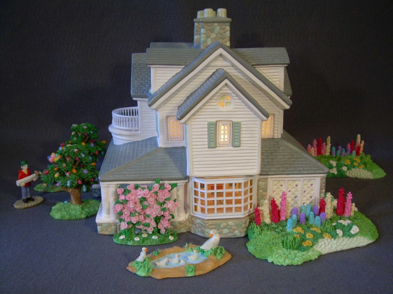 Christmas Easter Village Lighted Ceramic House and Accessories People