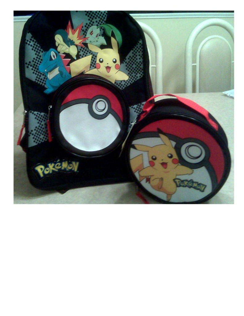 POKEMON SCHOOL BACKPACK & LUNCH BOX BAG NEW 2010