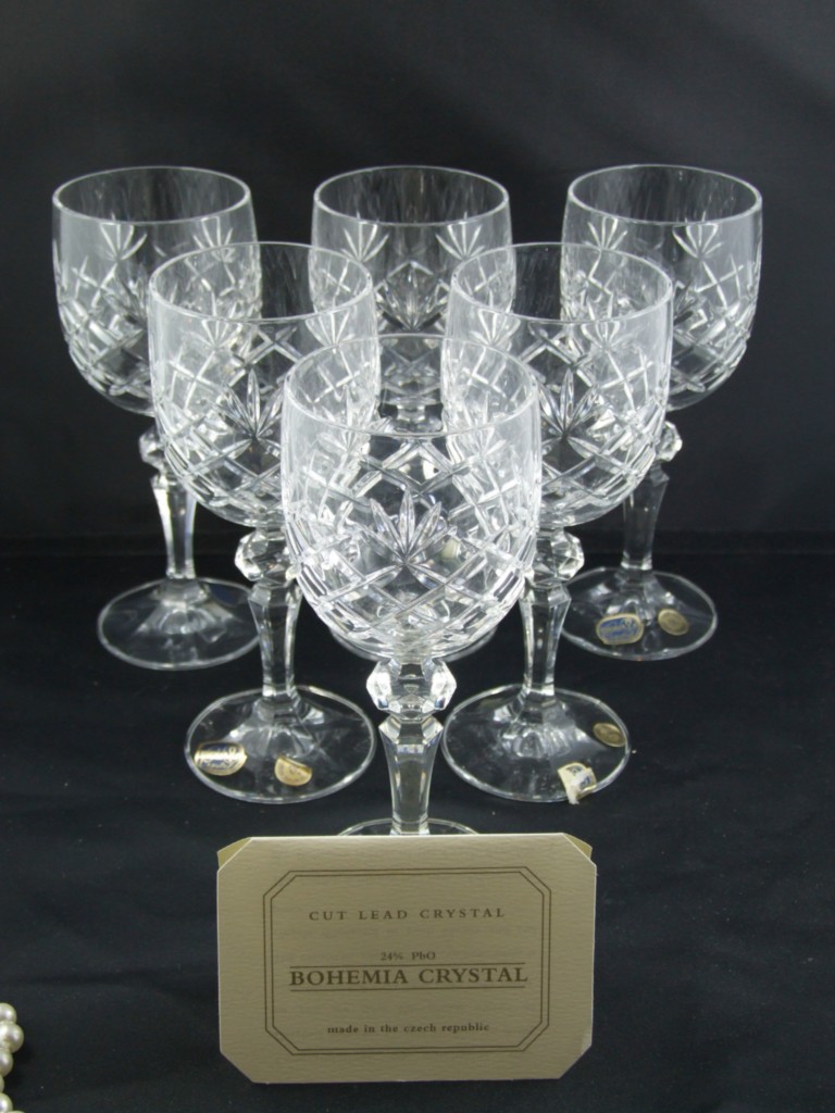 Bohemian Crystal Vanessa Wine Glasses Boxed eBay