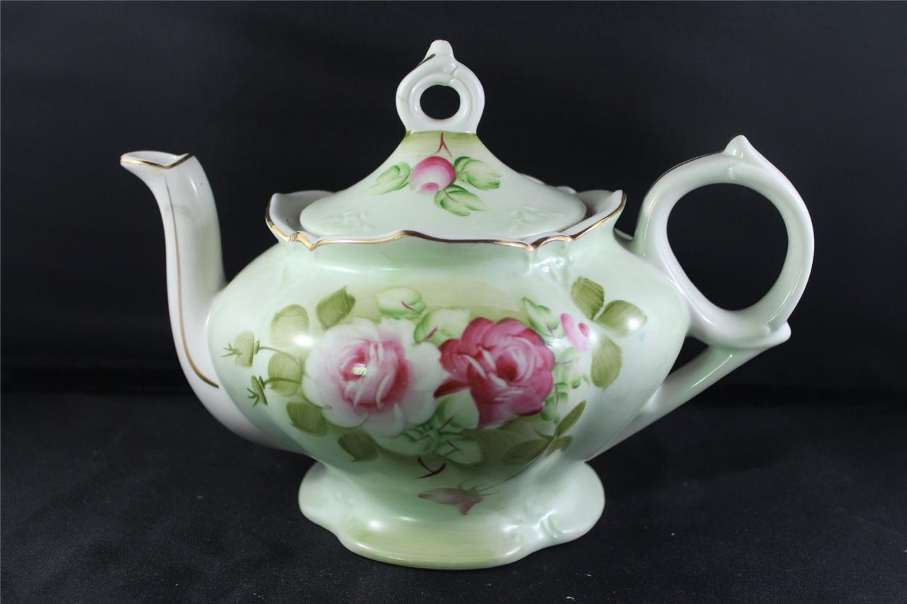 Vintage Blooming Rose Gilt Porcelain Windup Musical Teapot eBay