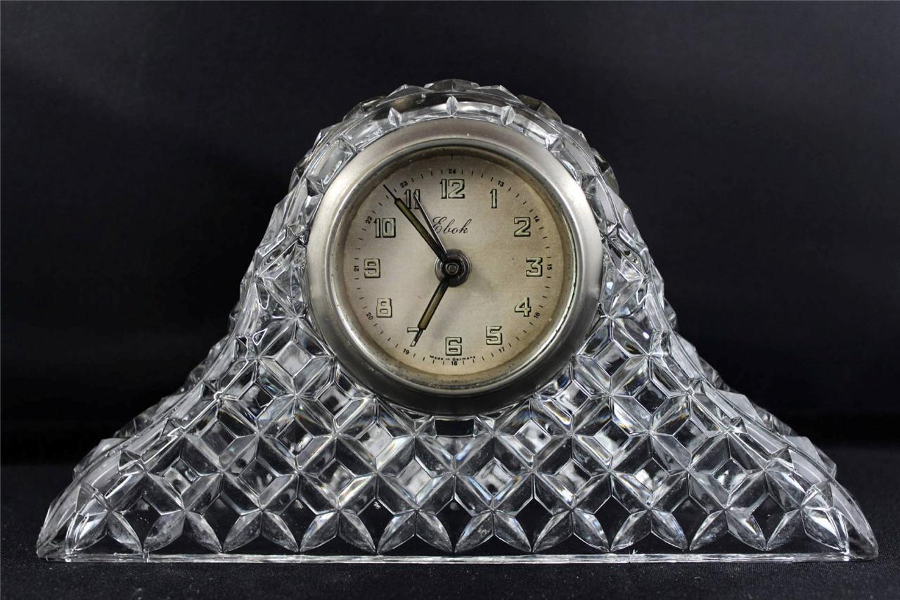 Stunning Bohemia Diamond Cut Crystal Windup Mantle Clock eBay