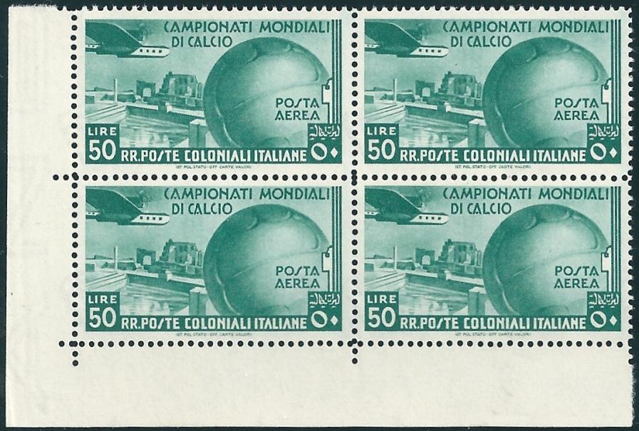 ** Italia Colonie Emissioni Generali 1934: Mondiali Calcio [Quartina; € 1.350] - Afbeelding 1 van 1
