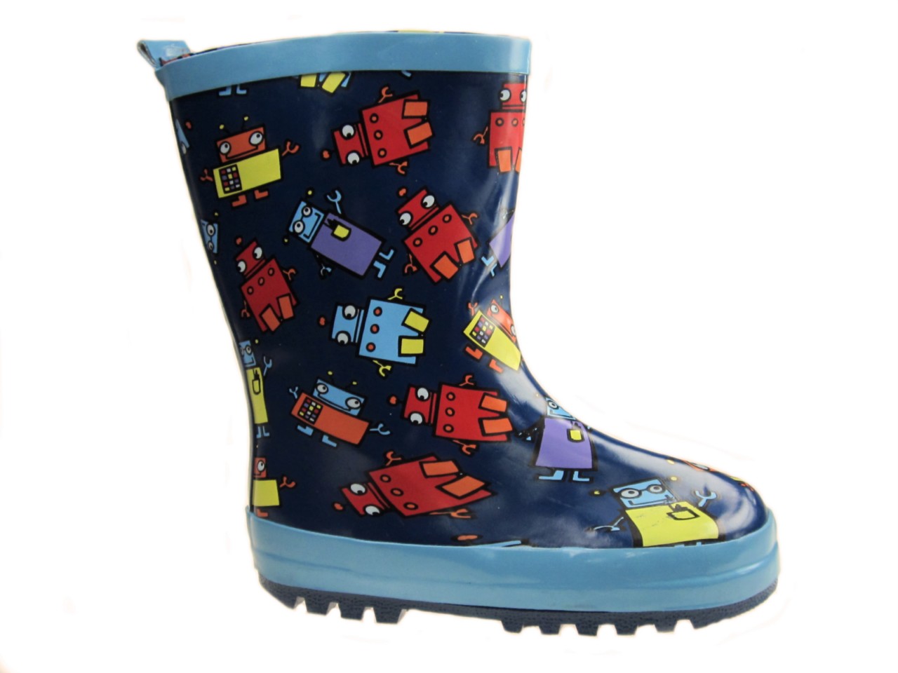 BOYS INFANT RUBBER WELLINGTON BOOTS ROBOT PRINT SIZE UK 49 BRAND NEW
