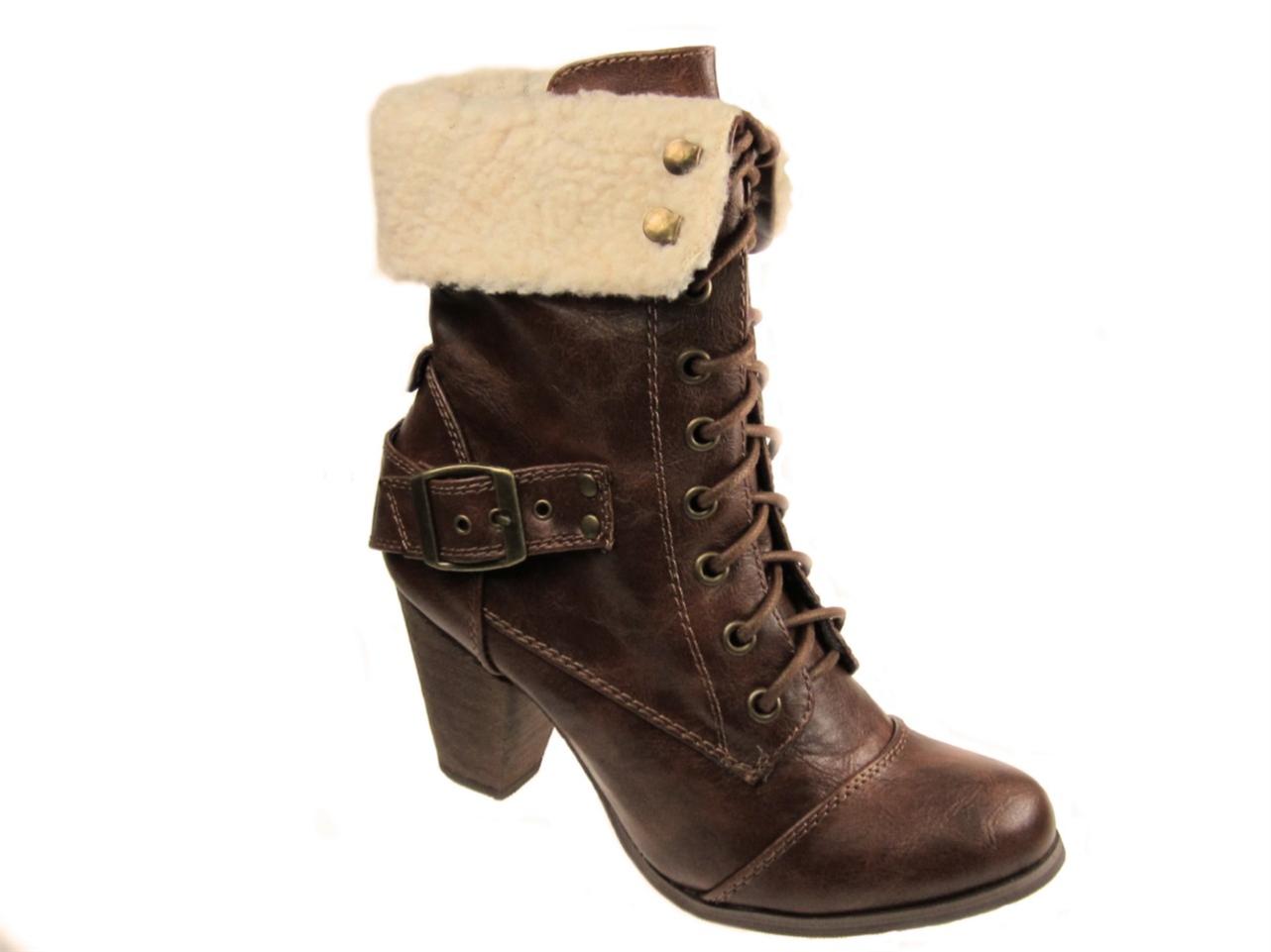 heeled military ankle boots