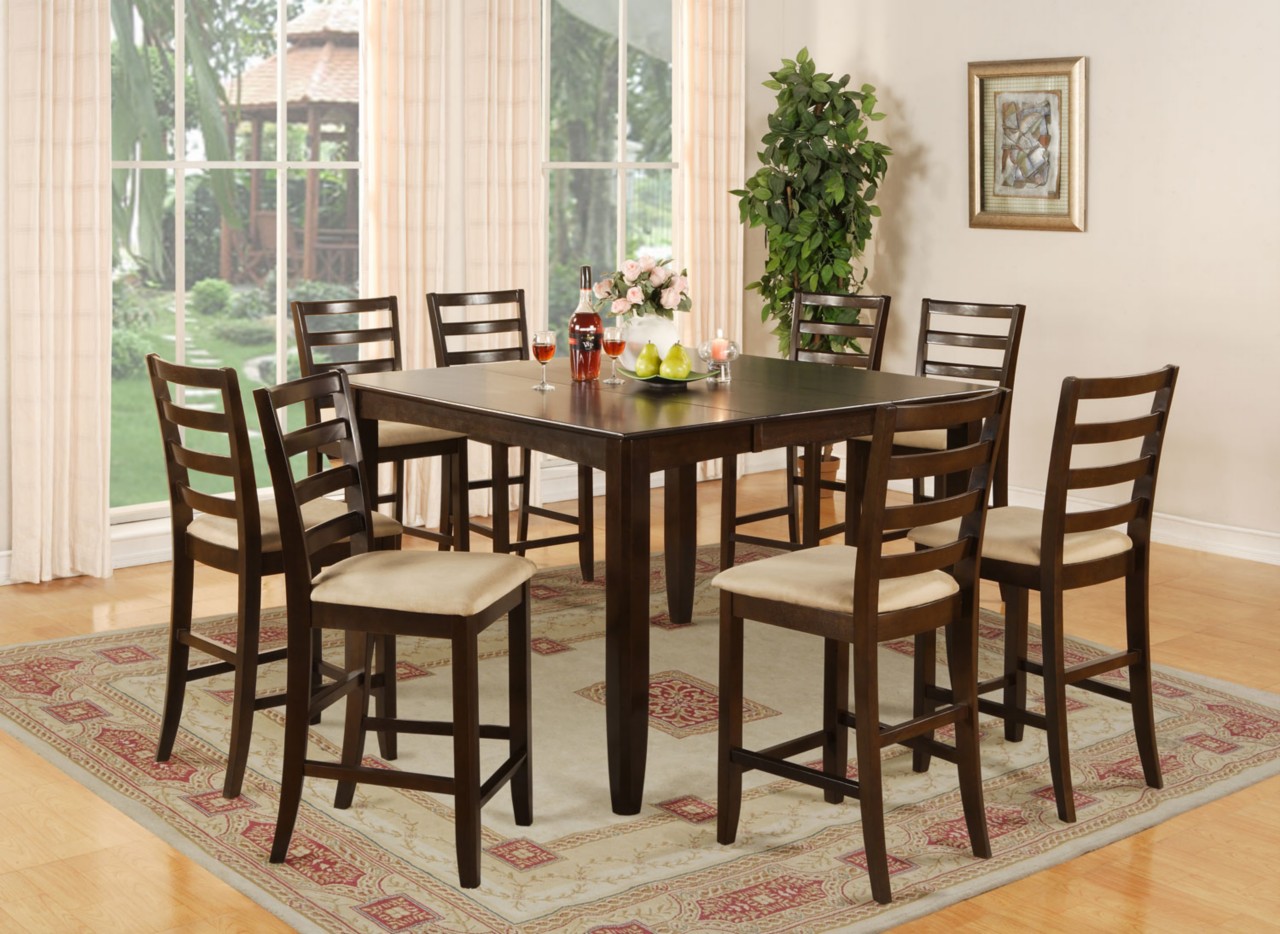 9 PC SQUARE COUNTER HEIGHT DINING ROOM TABLE 8 CHAIRS