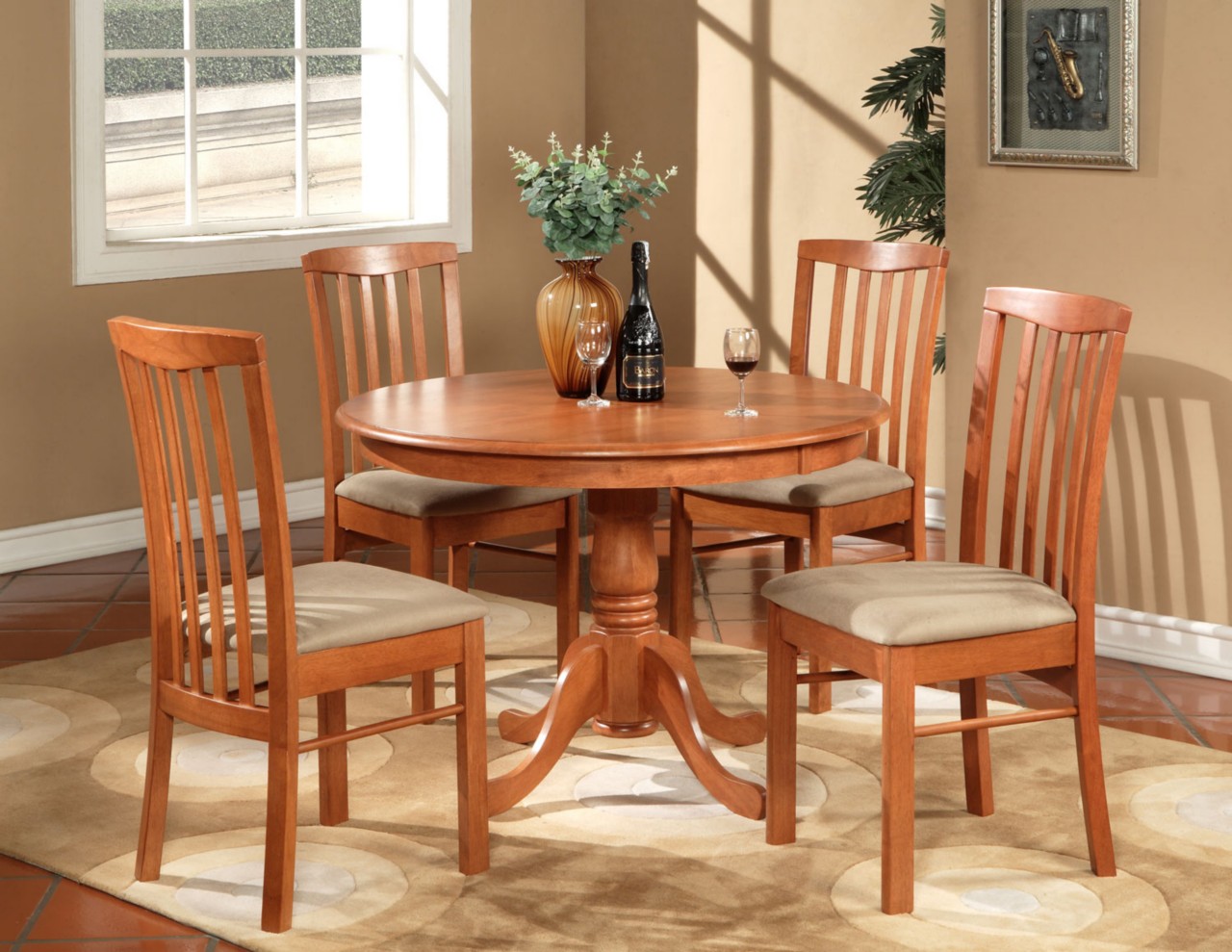 5PC HARTLAND ROUND DINETTE KITCHEN TABLE SET WITH 4 ...