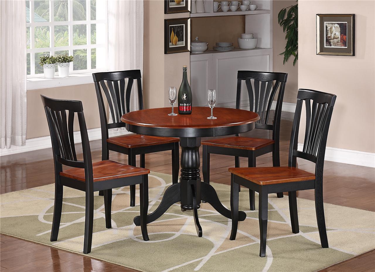 3PC ROUND TABLE DINETTE KITCHEN TABLE amp; 2 CHAIRS BLACK 