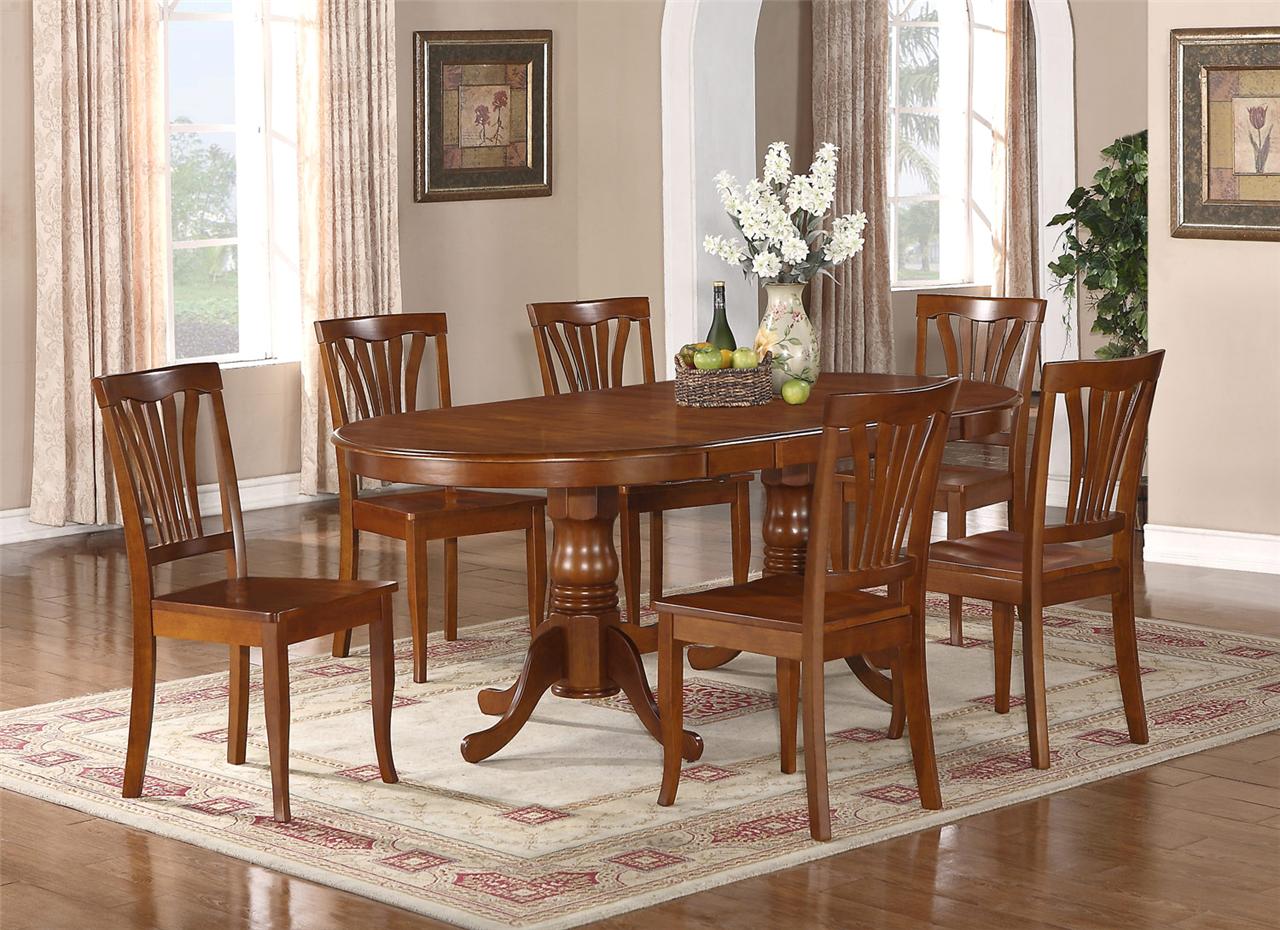 9PC OVAL NEWTON DINING ROOM SET WITH EXTENSION LEAF TABLE 8 CHAIRS 42