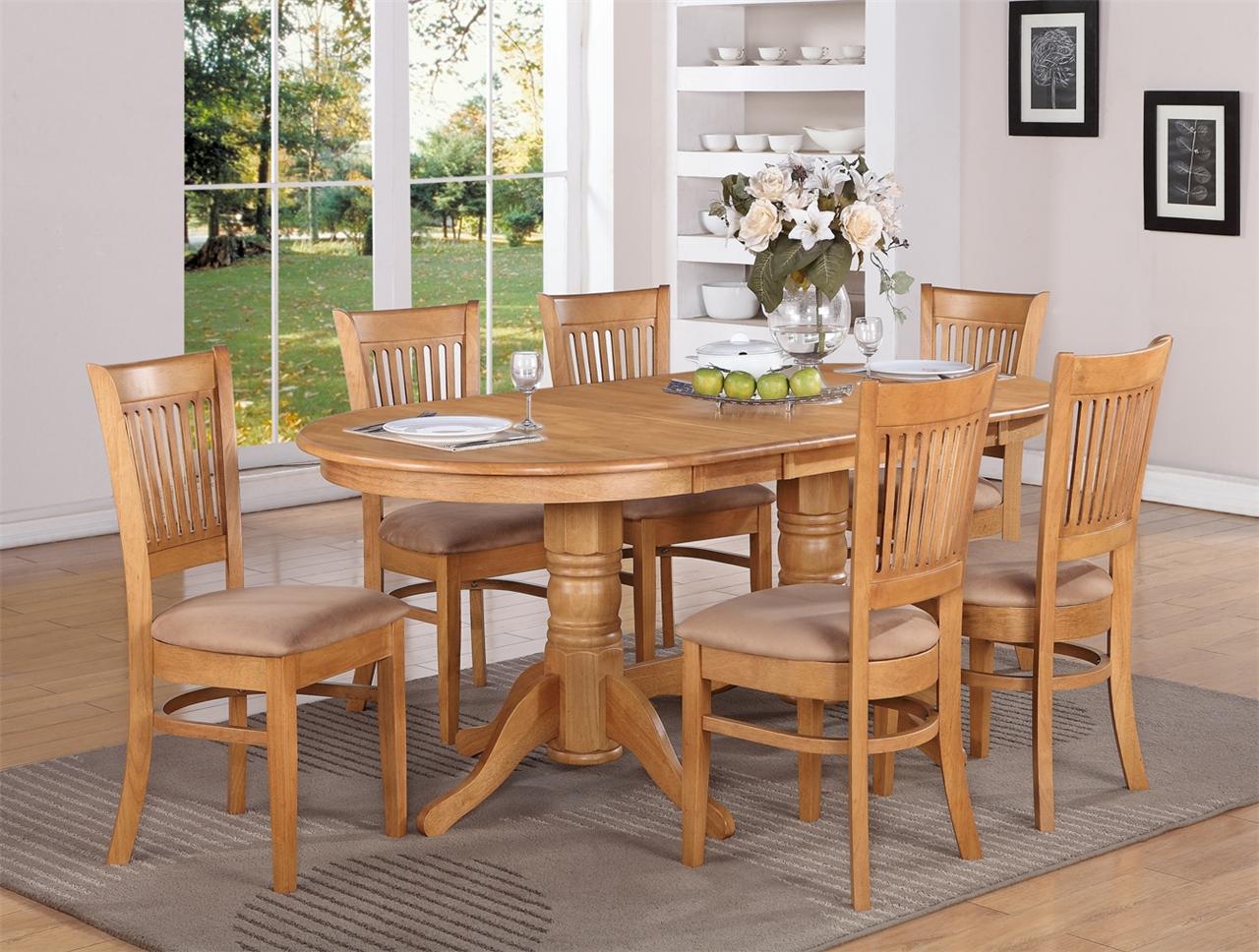  OVAL DINETTE KITCHEN DINING SET TABLE w/8 UPHOLSTER CHAIRS IN OAK