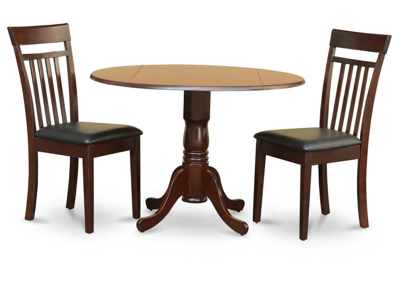 3PC 42" ROUND KITCHEN DINING TABLE & 2 FAUX LEATHER SEAT ...