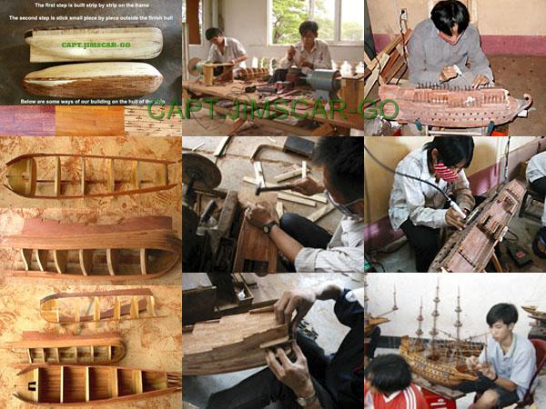 post of an interesting picture collage of Wooden Model Ships building ...