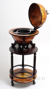 Nautical Wooden World Globe Wine Bar Floor Cart