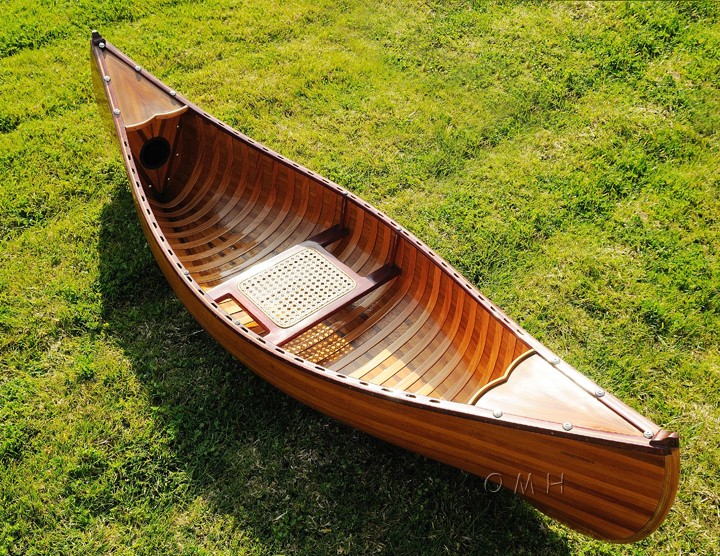 Display &amp; Full Size Cedar Wooden Strip Built Canoes &amp; Kayak Boats.