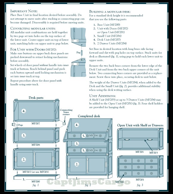 Campaign Style Furniture Modular Unit Systems Instructions